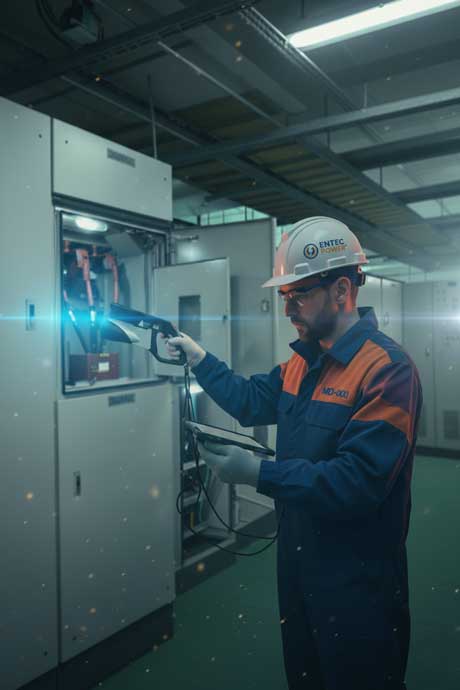 전력 변전소 현장 진단 - 초음파 및 열화상 검사로 누출 감지